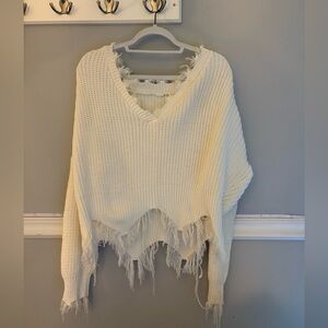 White Distressed Sweater